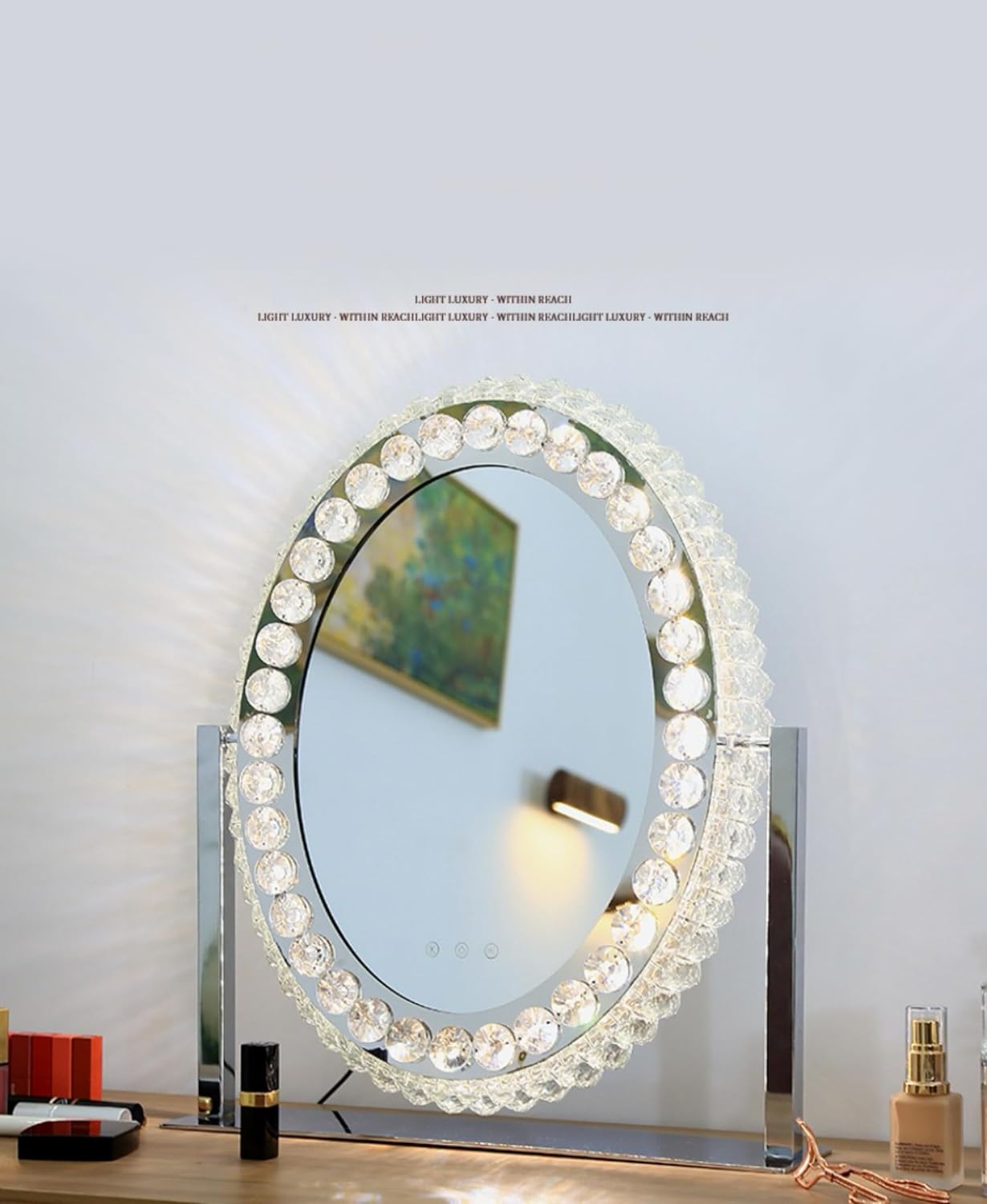 Ncolor 女優ミラー ハリウッドミラー ライト付き クリスタル 卓上鏡